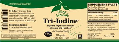 Photo of the Terry Naturally Tri-Iodine 6.25 mg label