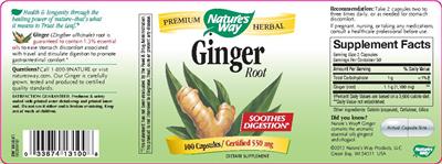 Photo of the Nature's Way Ginger Root label