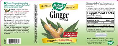 Photo of the Nature's Way Ginger Root label