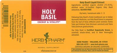 Photo of the Herb Pharm Holy Basil label