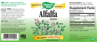 Photo of the Nature's Way Alfalfa Leaves label