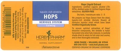 Photo of the Herb Pharm Hops label