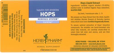 Photo of the Herb Pharm Hops label