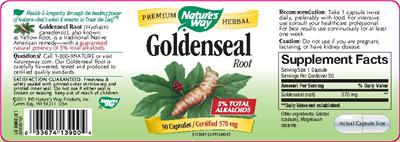 Photo of the Nature's Way Goldenseal Root label