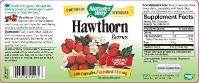 Photo of the Nature's Way Hawthorn Berries label