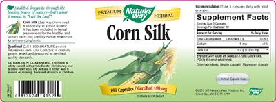 Photo of the Nature's Way Corn Silk label