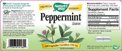 Photo of the Nature's Way Peppermint Leaves label