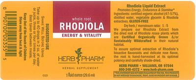 Photo of the Herb Pharm Rhodiola label