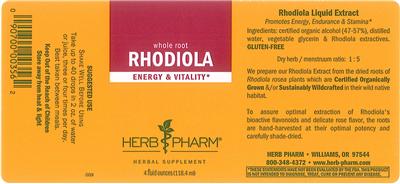 Photo of the Herb Pharm Rhodiola label
