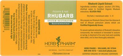 Photo of the Herb Pharm Rhubarb label