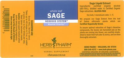 Photo of the Herb Pharm Sage label