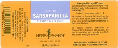 Photo of the Herb Pharm Sarsaparilla label