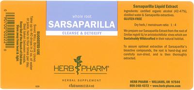 Photo of the Herb Pharm Sarsaparilla label