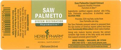Photo of the Herb Pharm Saw Palmetto label