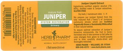 Photo of the Herb Pharm Juniper label