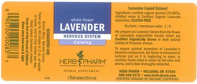 Photo of the Herb Pharm Lavender label