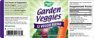 Photo of the Nature's Way Garden Veggies label