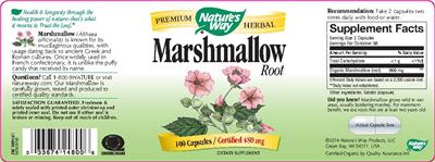 Photo of the Nature's Way Marshmallow Root label