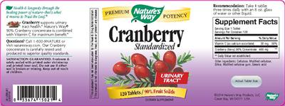 Photo of the Nature's Way Cranberry label