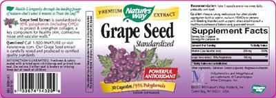 Photo of the Nature's Way Grape Seed Standardized label