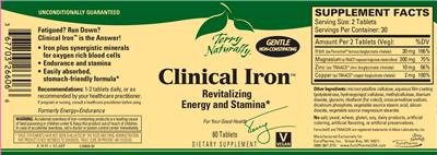 Photo of the Terry Naturally Clinical Iron label