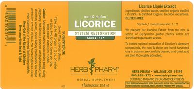 Photo of the Herb Pharm Licorice label