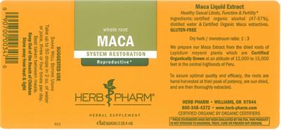 Photo of the Herb Pharm Maca label