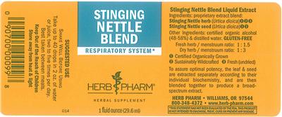 Photo of the Herb Pharm Stinging Nettle Blend label