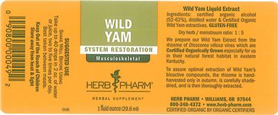 Photo of the Herb Pharm Wild Yam label
