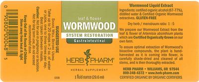 Photo of the Herb Pharm Wormwood label