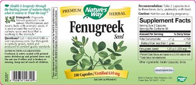 Photo of the Nature's Way Fenugreek Seed label