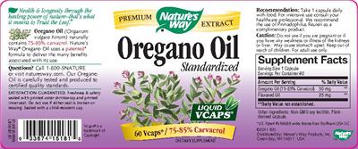 Photo of the Nature's Way Oregano Oil Standardized label