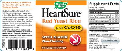 Photo of the Nature's Way HeartSure Red Yeast Rice Plus CoQ10 label