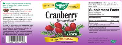 Photo of the Nature's Way Cranberry Standardized label