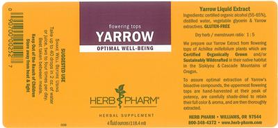 Photo of the Herb Pharm Yarrow label