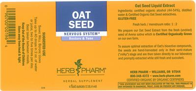 Photo of the Herb Pharm Oat Seed label