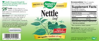 Photo of the Nature's Way Nettle Leaf label