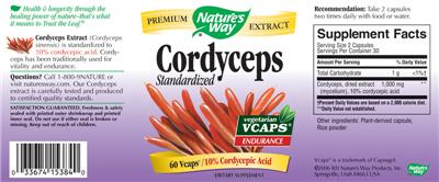 Photo of the Nature's Way Cordyceps Standardized label
