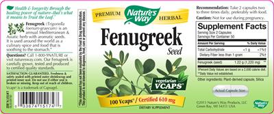 Photo of the Nature's Way Fenugreek Seed label