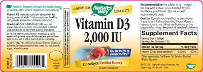 Photo of the Nature's Way Vitamin D3 2,000 IU label