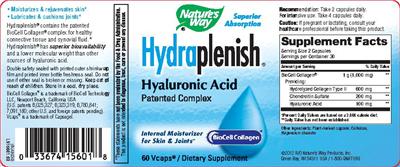Photo of the Nature's Way Hydraplenish label