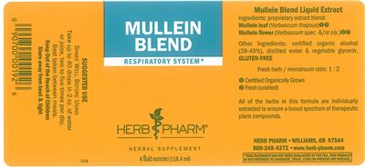 Photo of the Herb Pharm Mullein Blend label