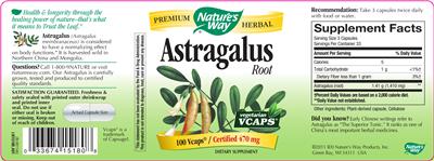 Photo of the Nature's Way Astragalus Root label