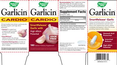 Photo of the Nature's Way Garlicin Cardio label
