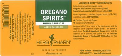 Photo of the Herb Pharm Oregano Spirits label