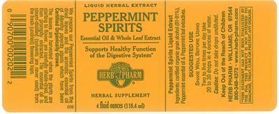 Photo of the Herb Pharm Peppermint Spirits Essential Oil & Whole Leaf Extract label