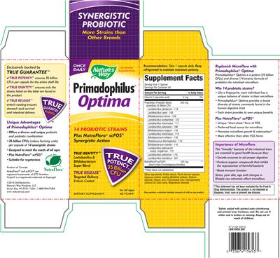 Photo of the Nature's Way Primadophilus Optima label
