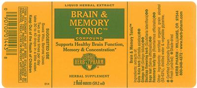 Photo of the Herb Pharm Brain & Memory Tonic Compound label