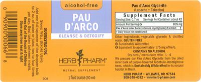 Photo of the Herb Pharm Pau d'Arco Alcohol-Free label