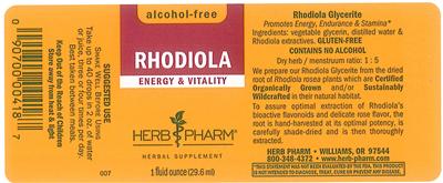 Photo of the Herb Pharm Rhodiola label